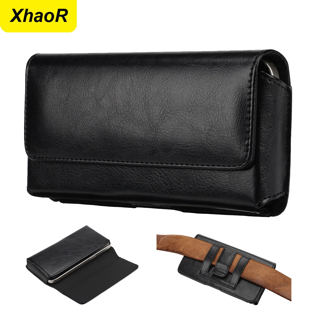 Phone Accessories Pouch - Uniwersalna skórzana kabura z klipsem do